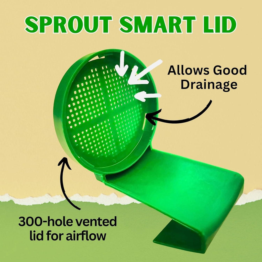 Sprouting All Seeds & Beans Airflow Mesh Lid, Easy Drainage Odor Resistant & Durable Green