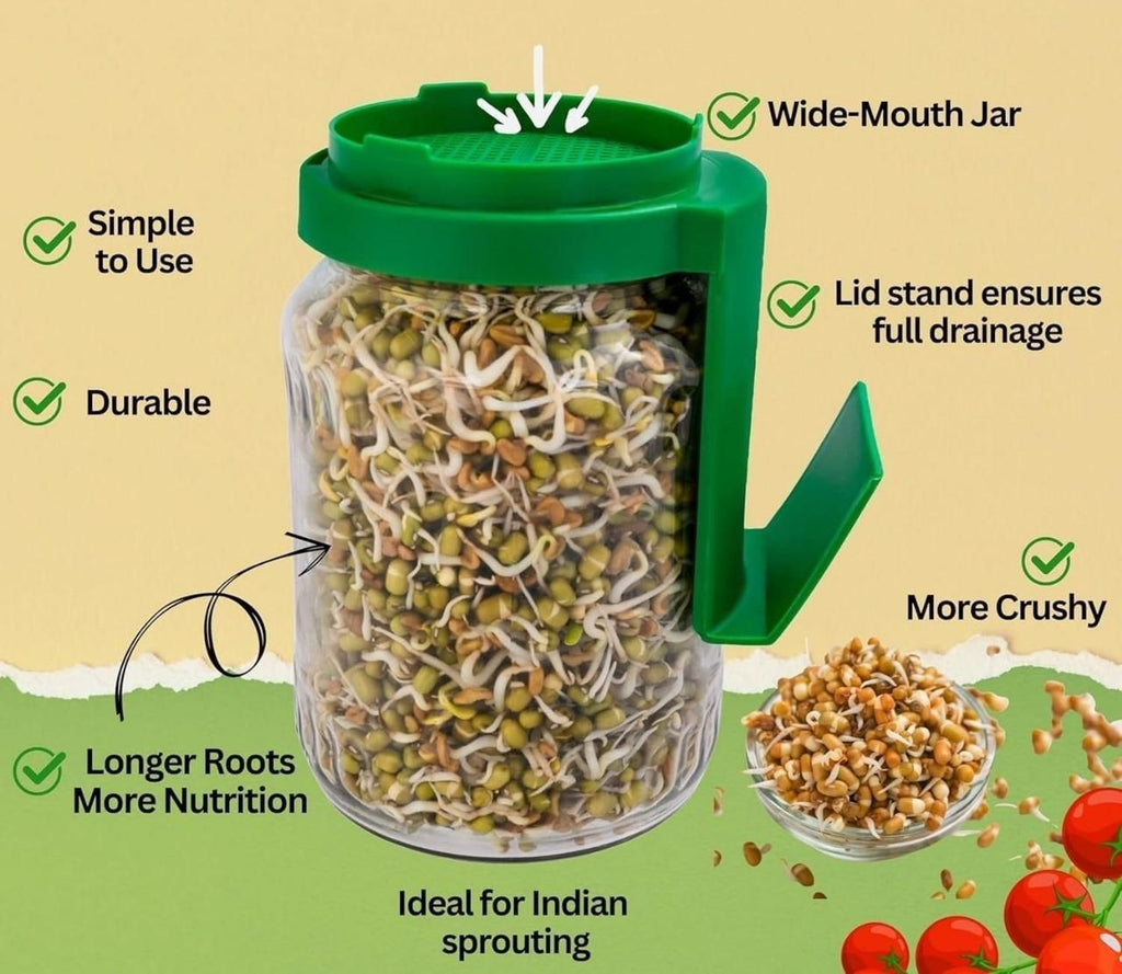 Sprouting All Seeds & Beans Airflow Mesh Lid, Easy Drainage Odor Resistant & Durable Green